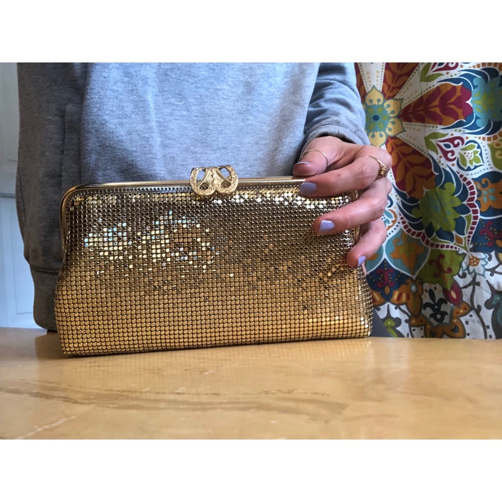 VINTAGE gold mesh chain crossbody bag purse - Picture 2 of 7